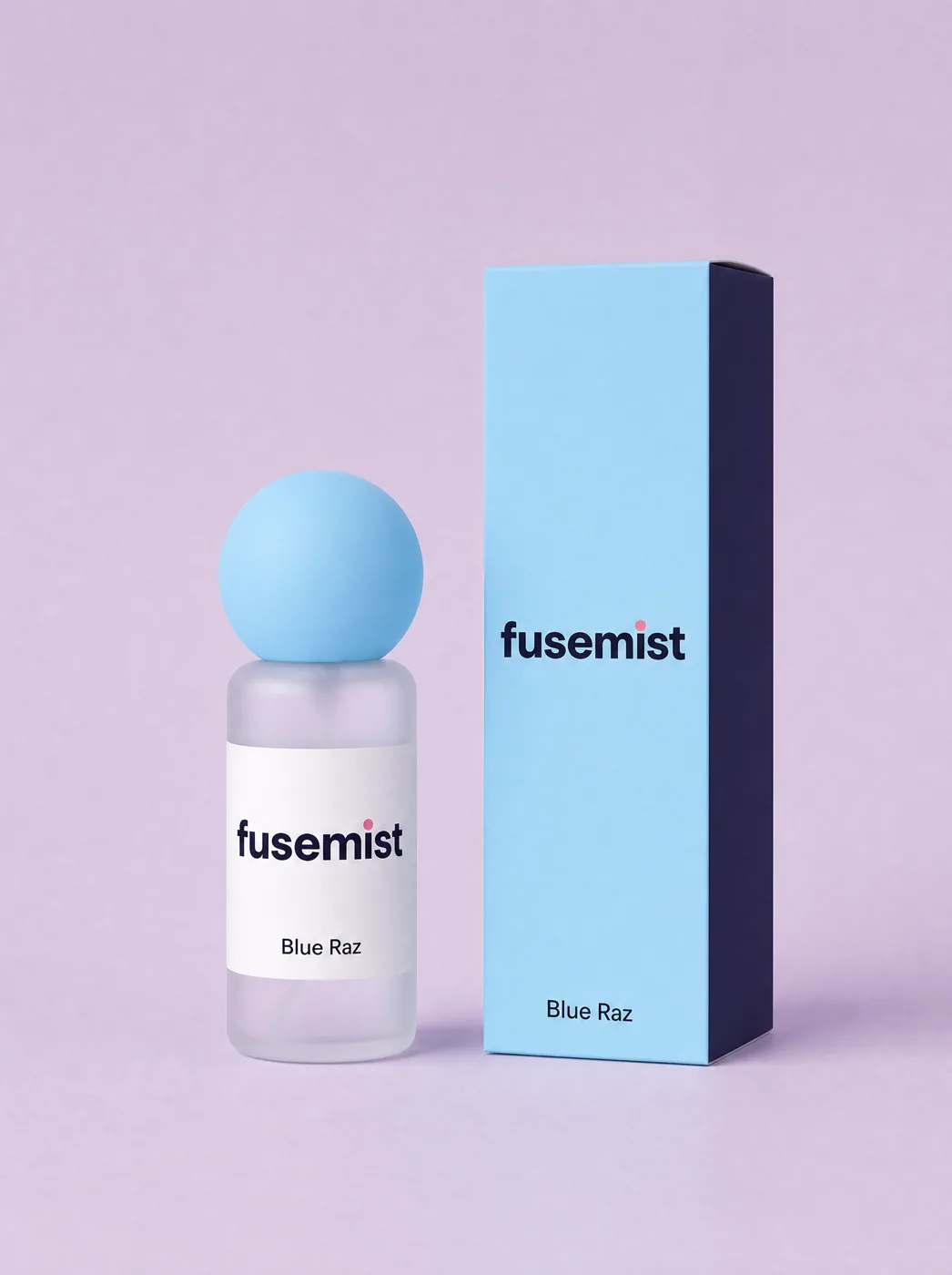 Blue Raz Fusemist Scent Refresh Mist bottle and carton, 1.01 fl oz